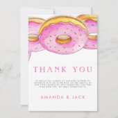 Strooi Donuts Waterverf Roze Baby shower Bedankkaart (Voorkant)