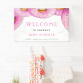 Strooi Donuts Waterverf Roze Baby shower Spandoek (Insitu)