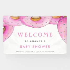 Strooi Donuts Waterverf Roze Baby shower Spandoek