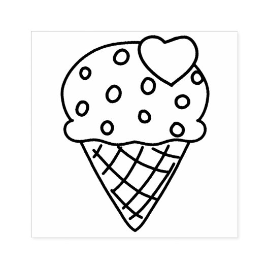 Strooi Heart Ice Cream Cone Rubberstempel (Afrduk)
