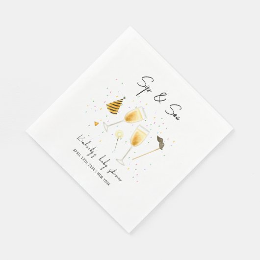 Strooi Sip en zie Champagneglas Baby shower Servet (Hoek)