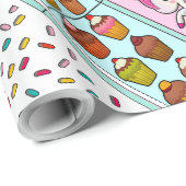 Strooien, Eenhoorns en Cupcakes Gift Wrap Cadeaupapier (Rol Hoek)