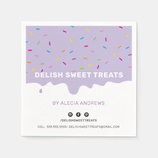 STROOIEN moderne frosting druppeltjes paarse Servet (Voorkant)