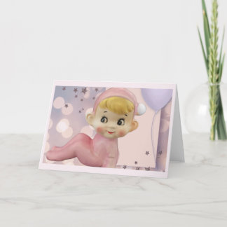 Strooien van Pixie Magic Retro Elf Pink Feestdagen Kaart
