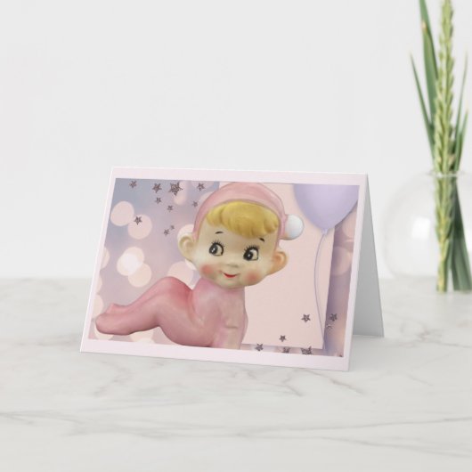 Strooien van Pixie Magic Retro Elf Pink Feestdagen Kaart (Voorkant)