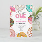 Strook Donut Sweet ONE 1e verjaardagsfeestje Kaart (Staand voorkant)