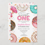 Strook Donut Sweet ONE 1e verjaardagsfeestje Kaart (Voorkant / Achterkant)