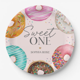 Strook Donut Sweet ONE 1e verjaardagsfeestje Papieren Bordje