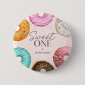 Strook Donut Sweet ONE 1e verjaardagsfeestje Ronde Button 5,7 Cm (Voorkant)