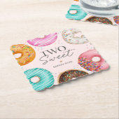 Strook Donut TWEE Lief 2e Verjaardagsfeest Kartonnen Onderzetters (Gebogen)