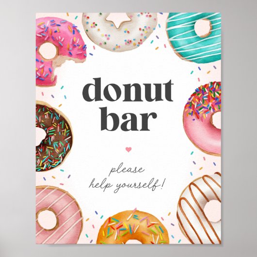 Strook Donuts Verjaardag Donut Bar Teken Poster (Voorkant)