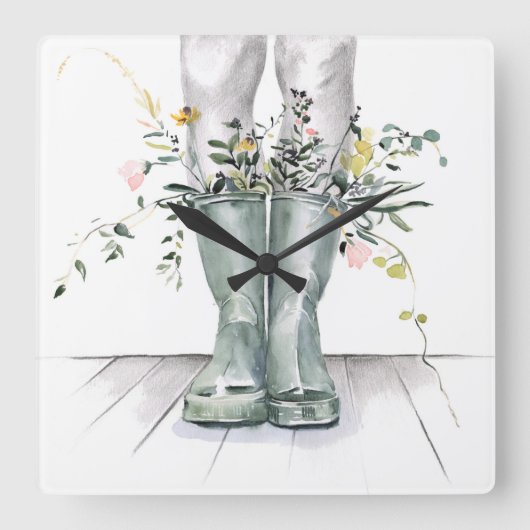 Stroom en groei II Vierkante Klok (Voorkant)