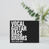Stroom, gitaar, bas, drums.. rots. briefkaart (Staand voorkant)