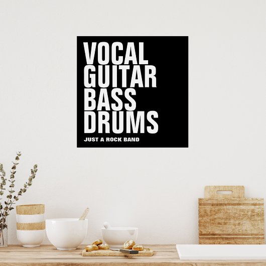 Stroom, gitaar, bas, drums.. rots. poster (Keuken)