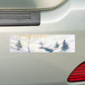 Stroom in een besneeuwd winterlandschap (Kerstkuns Bumpersticker (Op auto)