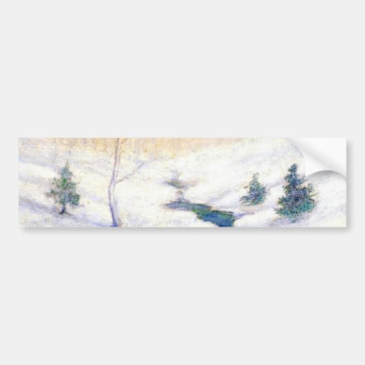 Stroom in een besneeuwd winterlandschap (Kerstkuns Bumpersticker (Voorkant)