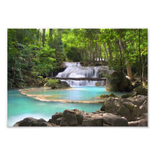 Stroom in het tropische bos foto afdruk