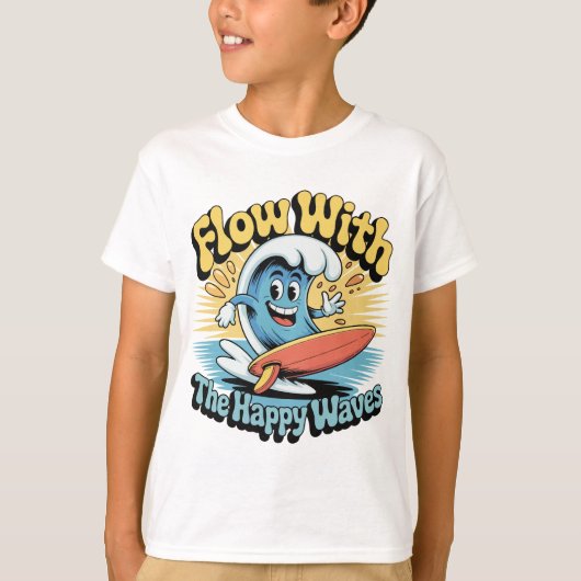 Stroom Met De Gelukkige Golven Kids Surf T-shirt (Voorkant)