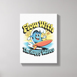 Stroom Met De Gelukkige Golven Muurkunst Canvas Afdruk