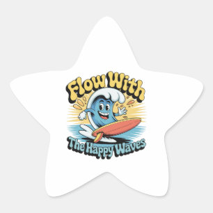 Stroom Met De Gelukkige Golven Waterdichte Sticker