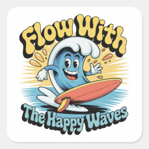 Stroom Met De Gelukkige Golven Waterdichte Sticker