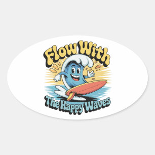 Stroom Met De Gelukkige Golven Waterdichte Sticker