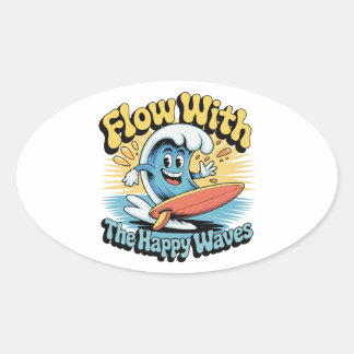 Stroom Met De Gelukkige Golven Waterdichte Sticker