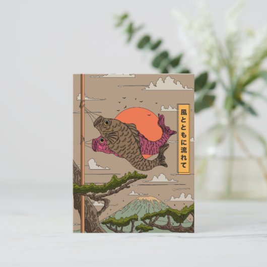 Stroom met de wind Koinobori Briefkaart (Staand voorkant)