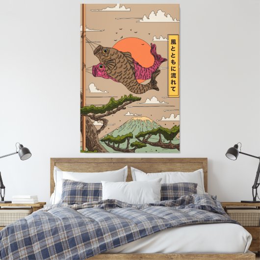 Stroom met de wind Koinobori Canvas Afdruk (Insitu (Slaapkamer))