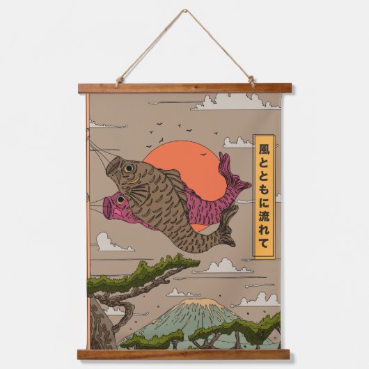 Stroom met de Wind Koinobori Hangend Wandkleed (Voorkant)