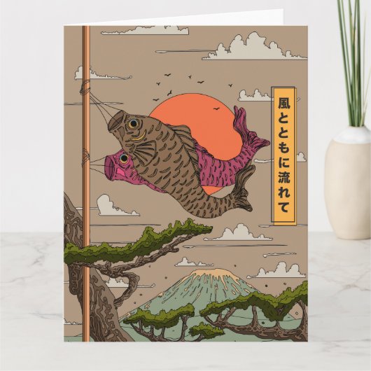 Stroom met de wind Koinobori Kaart (Voorkant)