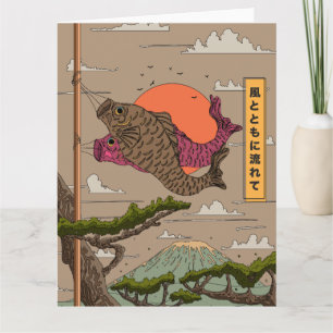 Stroom met de wind Koinobori Kaart