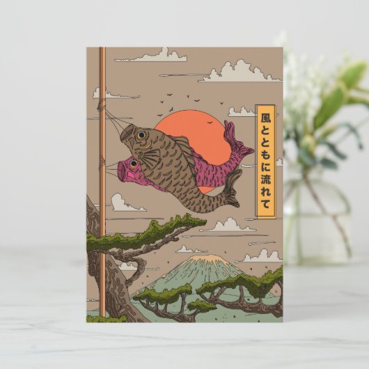 Stroom met de wind Koinobori Kaart (Staand voorkant)