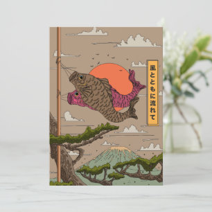 Stroom met de wind Koinobori Kaart