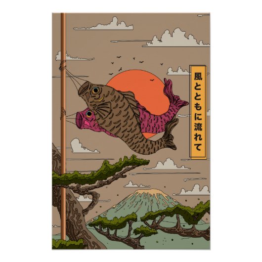 Stroom met de wind Koinobori Perfect Poster (Voorkant)
