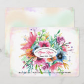 Stroom van Aquarel Bloemen Uitnodiging (Voorkant / Achterkant)