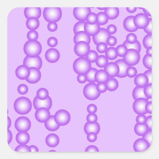 Stroom van luchtbellen, lavender vierkante sticker (Voorkant)