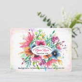 Stroom van waterverf bloemen uitnodiging (Staand voorkant)