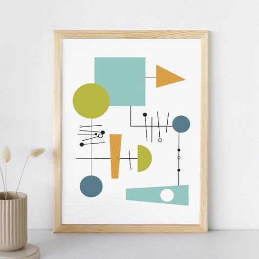 Stroomdiagram Geometrische vormen Mid Century Art Poster