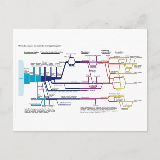 Stroomdiagram van het Amerikaanse strafrechtsystee Briefkaart (Voorkant)