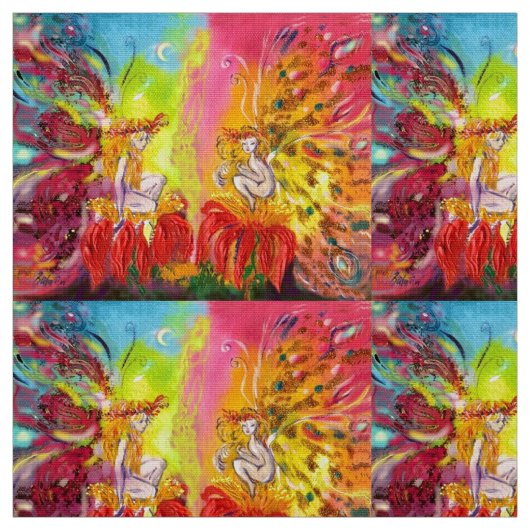 STROOMGEVING VAN DE DWN Red Yellow Fantasy Stof (Swatch)