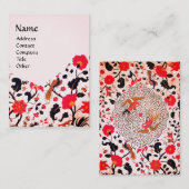 STROOMGROOTTE, VOGELS, PEACOCKS Rood zwarte roze F Visitekaartje (Voorkant / Achterkant)