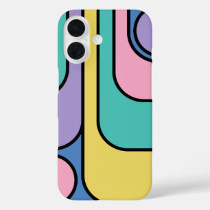 Stroomlijn moderne retro stijl geometrisch ontwerp iPhone 16 hoesje