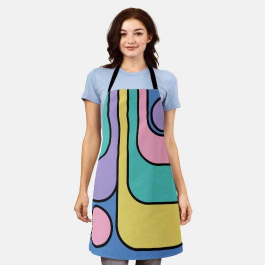Stroomlijn moderne retro stijl geometrisch ontwerp schort (Gedragen)