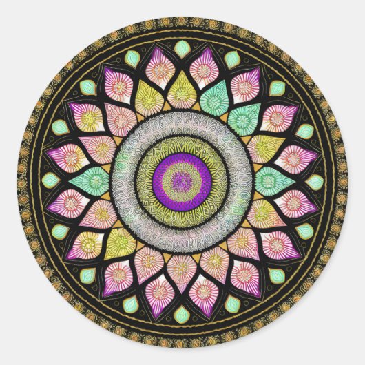 STROOMMANDALA ART VOOR SPIRITUELE BEMIDDELING RONDE STICKER (Voorkant)