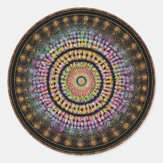 STROOMMANDALA ART VOOR SPIRITUELE BEMIDDELING RONDE STICKER (Voorkant)