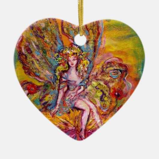 STROOMMELING OP DE PINK IRIS Fantasy Paars Heart Keramisch Ornament (Voorkant)