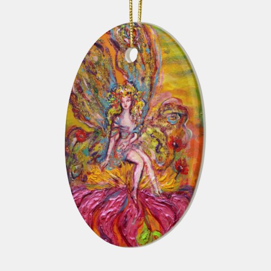 STROOMMELING OP DE PINK IRIS Paarse Gem Fantasy Keramisch Ornament (Links)