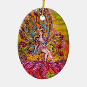 STROOMMELING OP DE PINK IRIS Paarse Gem Fantasy Keramisch Ornament
