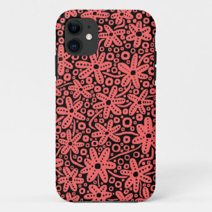 Stroomontwerp - Tropisch roze op Black.pdf iPhone 11 Hoesje